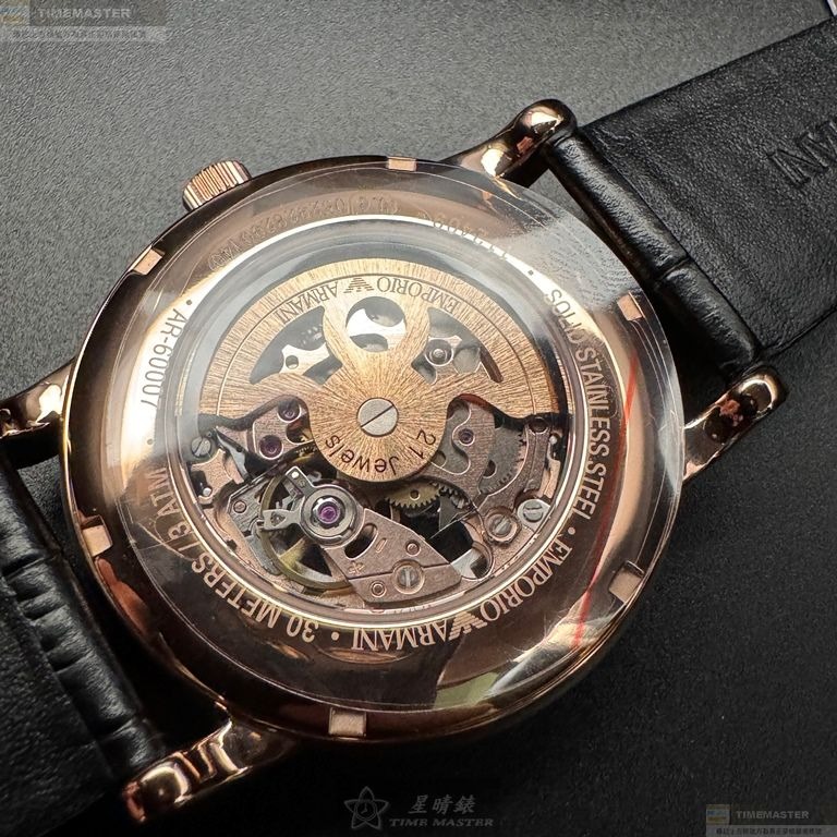 ARMANI手錶,編號AR00069,44mm玫瑰金錶殼,深黑色錶帶款-細節圖9