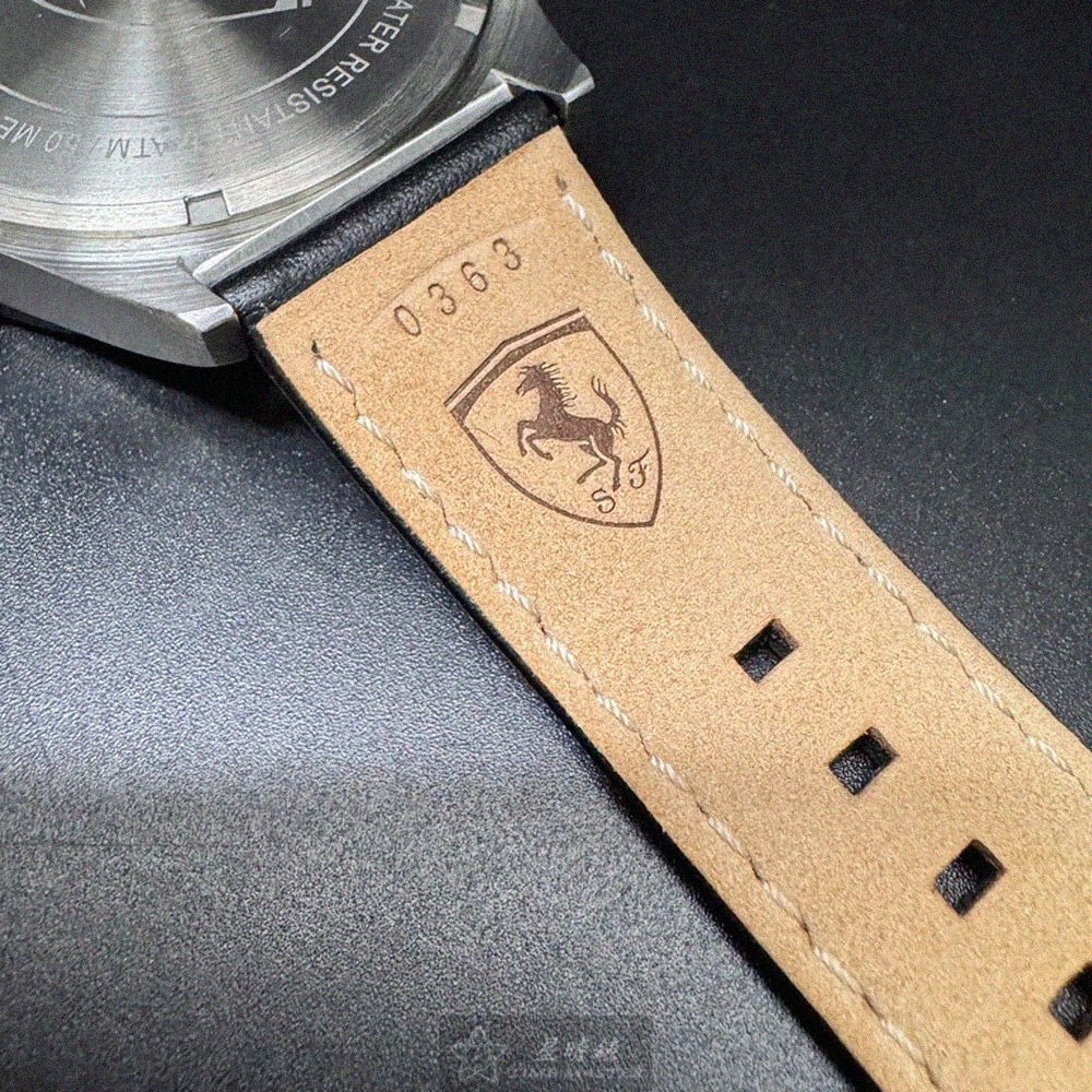 FERRARI手錶,編號FE00081,46mm銀錶殼,深黑色錶帶款-細節圖4