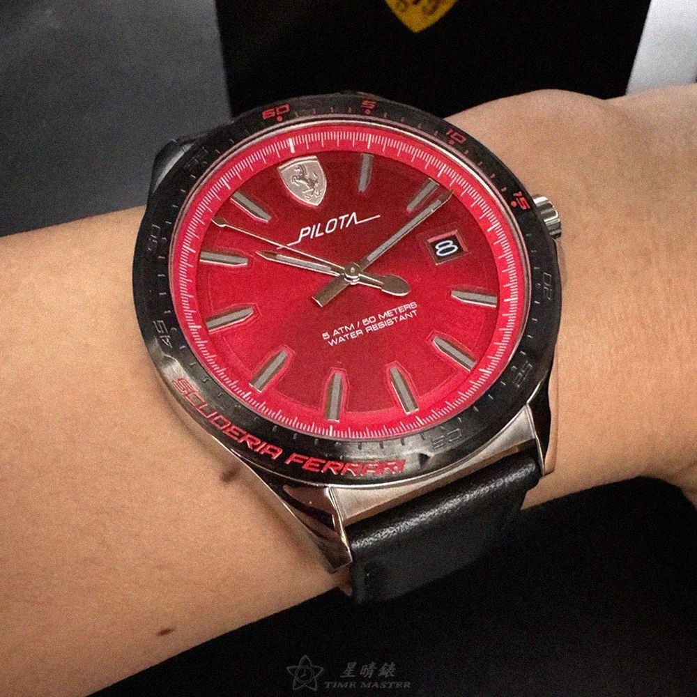FERRARI手錶,編號FE00081,46mm銀錶殼,深黑色錶帶款-細節圖6