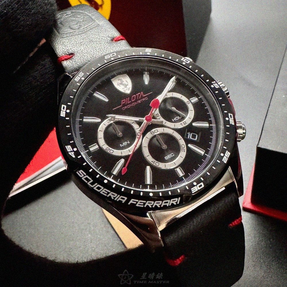FERRARI手錶,編號FE00084,46mm銀錶殼,深黑色錶帶款-細節圖3