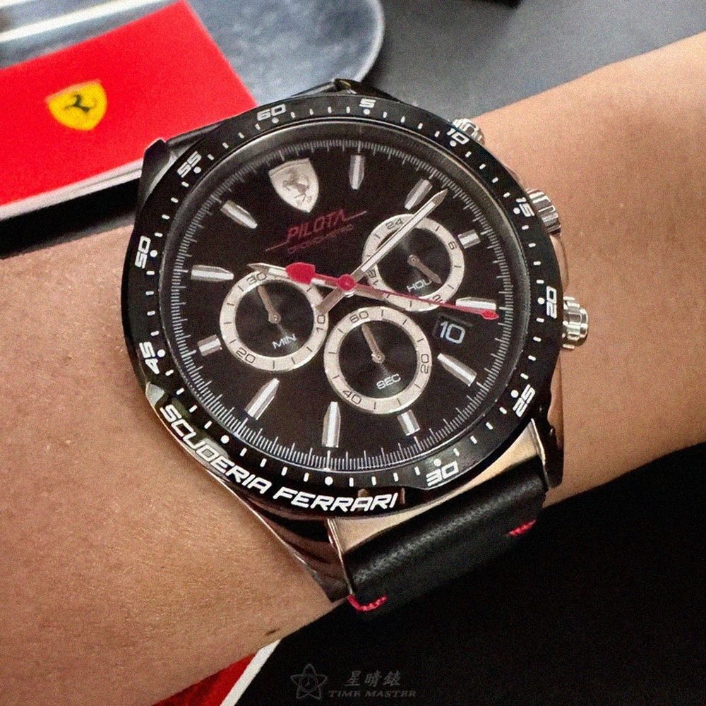 FERRARI手錶,編號FE00084,46mm銀錶殼,深黑色錶帶款-細節圖9