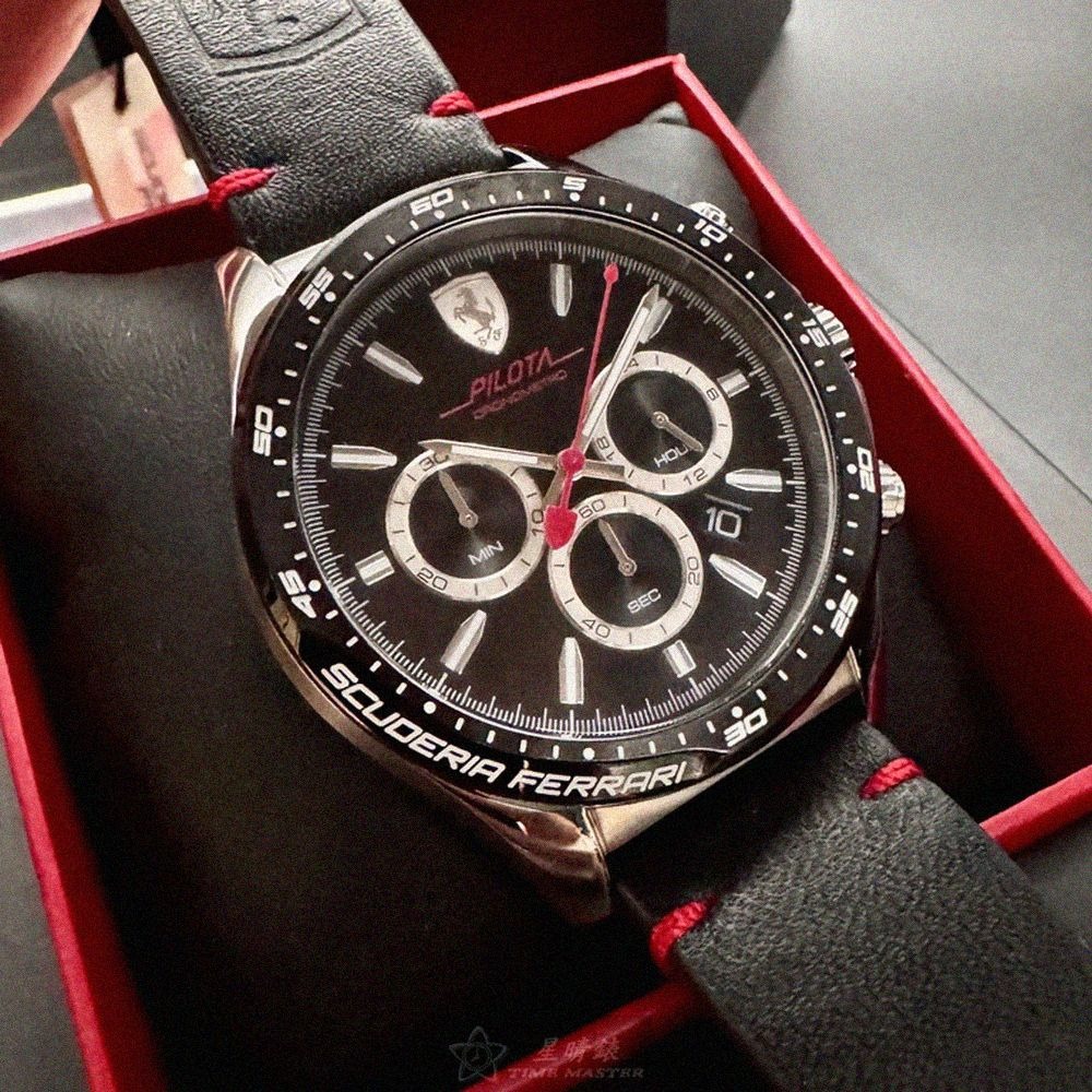 FERRARI手錶,編號FE00084,46mm銀錶殼,深黑色錶帶款-細節圖11