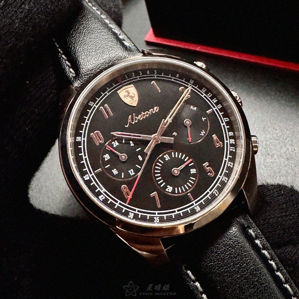 FERRARI手錶,編號FE00095,42mm玫瑰金錶殼,深黑色錶帶款-細節圖6