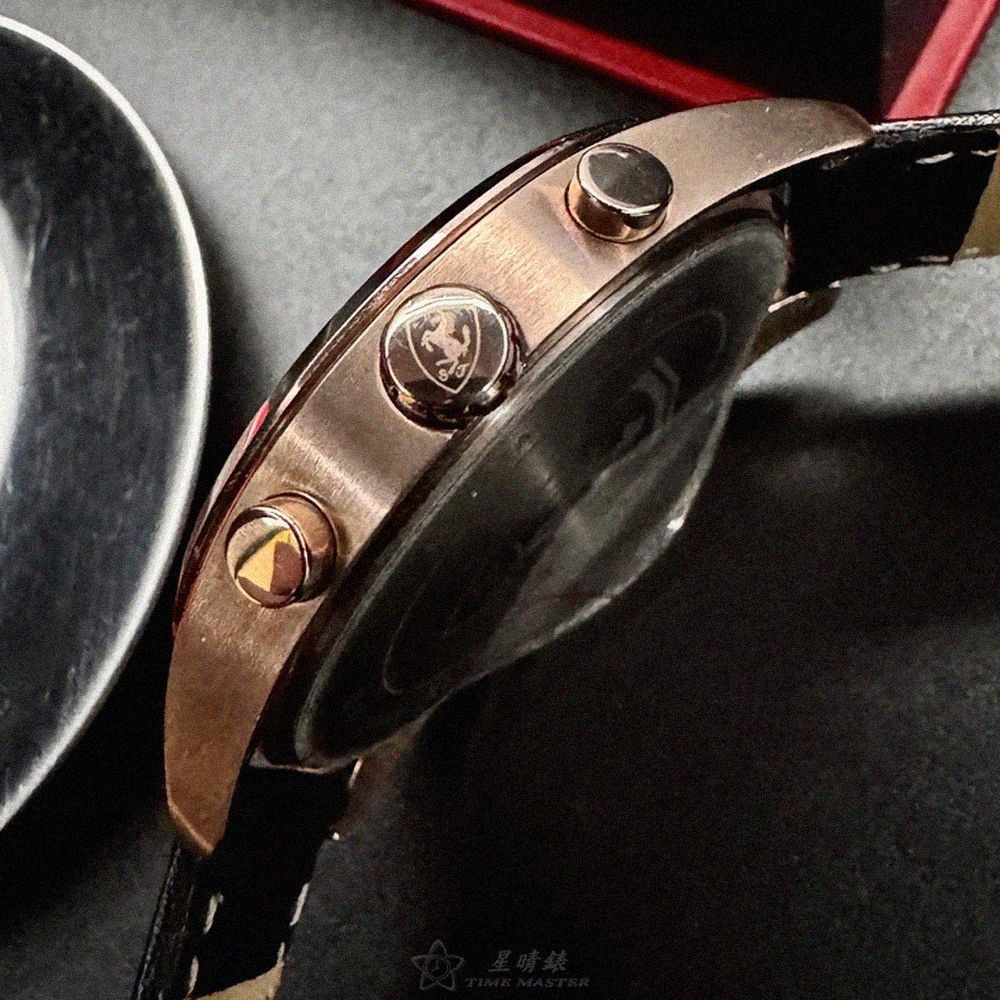 FERRARI手錶,編號FE00095,42mm玫瑰金錶殼,深黑色錶帶款-細節圖8