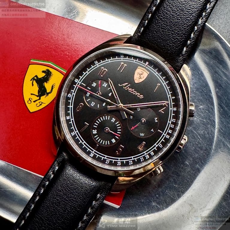 FERRARI手錶,編號FE00095,42mm玫瑰金錶殼,深黑色錶帶款-細節圖7