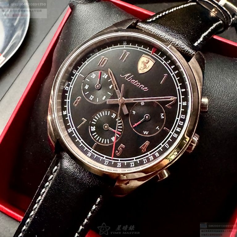 FERRARI手錶,編號FE00095,42mm玫瑰金錶殼,深黑色錶帶款-細節圖11