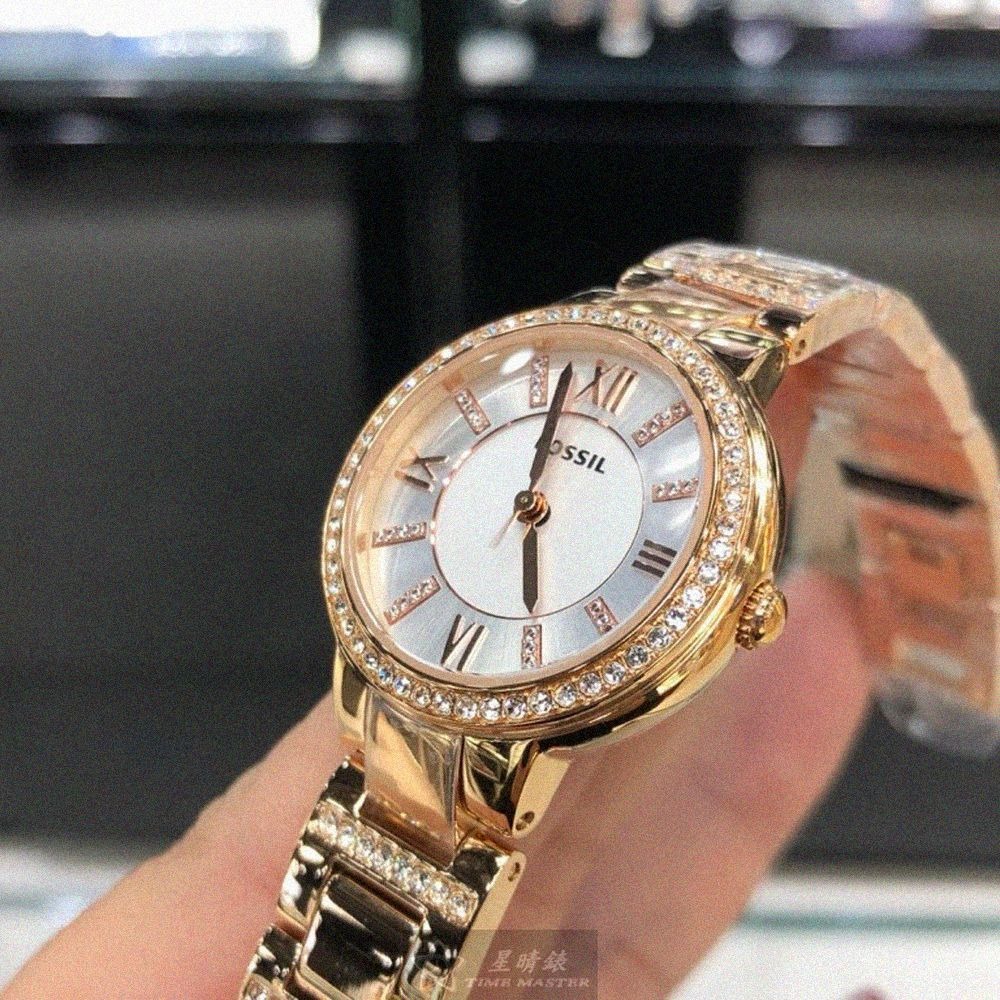 FOSSIL手錶,編號FS00132,36mm金色圓形精鋼錶殼,白色簡約, 羅馬數字, 中三針顯示錶面,金色精鋼錶帶款-細節圖5