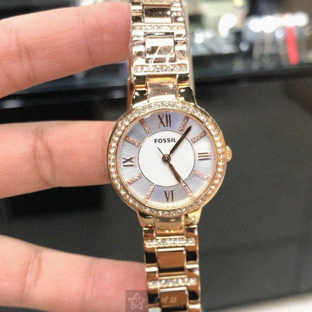 FOSSIL手錶,編號FS00132,36mm金色圓形精鋼錶殼,白色簡約, 羅馬數字, 中三針顯示錶面,金色精鋼錶帶款-細節圖6