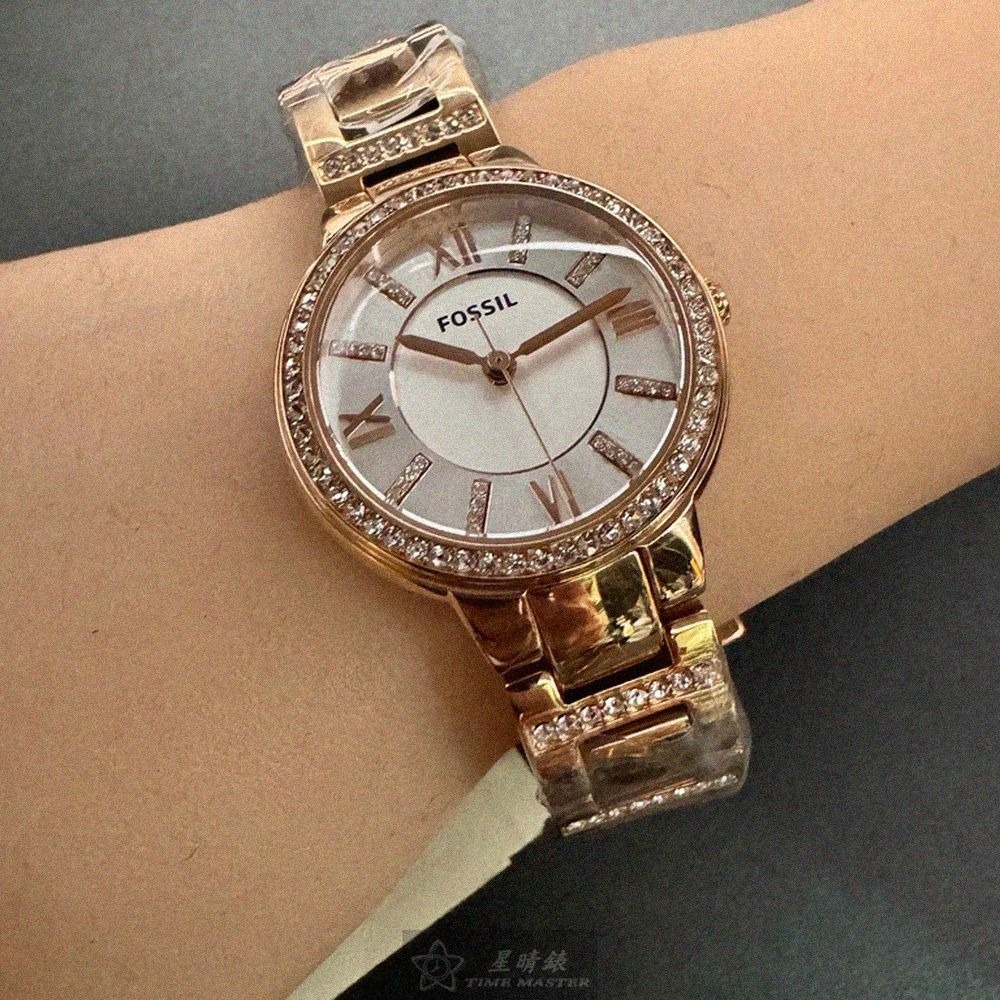 FOSSIL手錶,編號FS00132,36mm金色圓形精鋼錶殼,白色簡約, 羅馬數字, 中三針顯示錶面,金色精鋼錶帶款-細節圖9