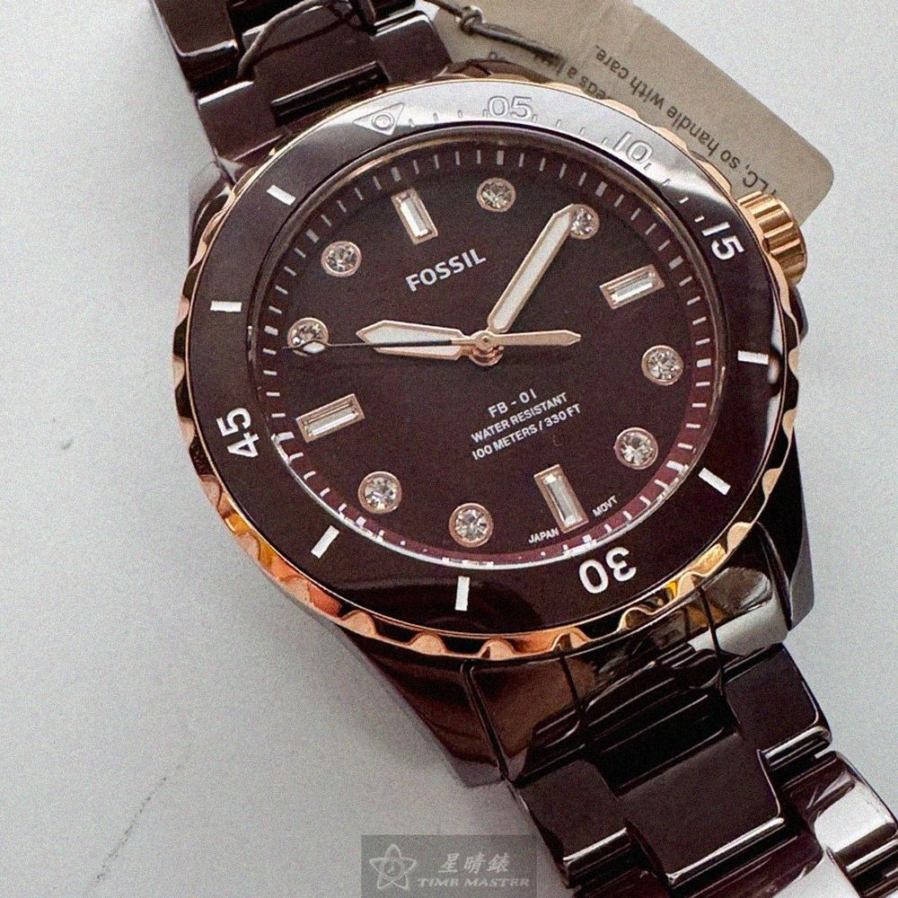 FOSSIL手錶,編號FS00134,36mm桃紅色圓形陶瓷錶殼,桃紅色中三針顯示錶面,桃紅色陶瓷錶帶款,暢銷熱賣!-細節圖3