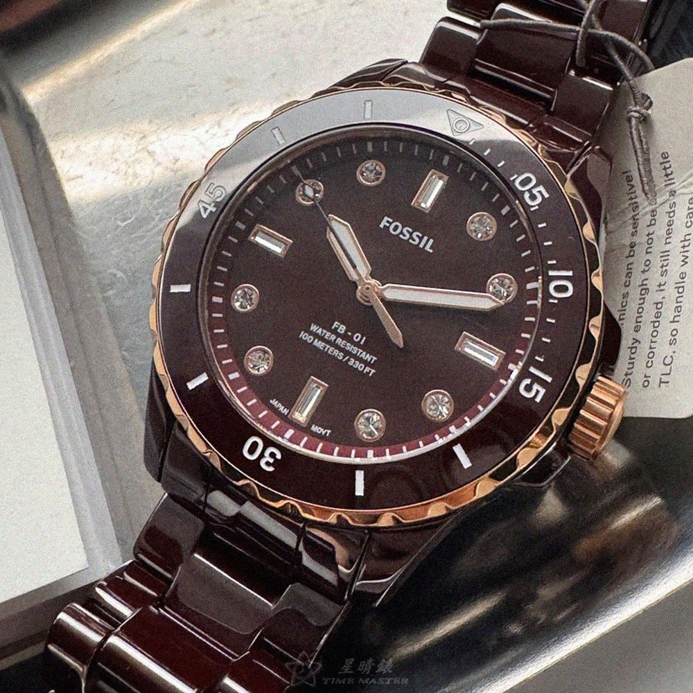 FOSSIL手錶,編號FS00134,36mm桃紅色圓形陶瓷錶殼,桃紅色中三針顯示錶面,桃紅色陶瓷錶帶款,暢銷熱賣!-細節圖8