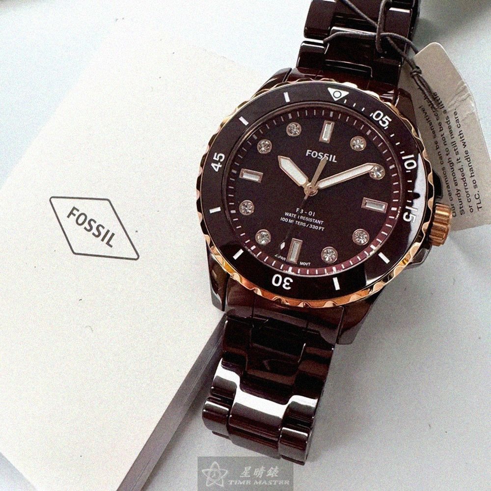 FOSSIL手錶,編號FS00134,36mm桃紅色圓形陶瓷錶殼,桃紅色中三針顯示錶面,桃紅色陶瓷錶帶款,暢銷熱賣!-細節圖11