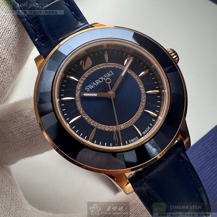 SWAROVSKI手錶,編號SW00033,40mm玫瑰金錶殼,寶藍錶帶款-細節圖3