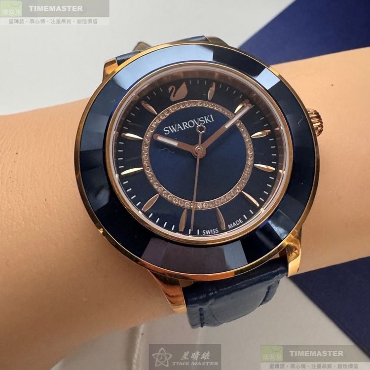 SWAROVSKI手錶,編號SW00033,40mm玫瑰金錶殼,寶藍錶帶款-細節圖4