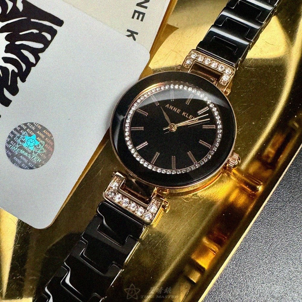 ANNE KLEIN手錶,編號AN00459,30mm黑錶殼,深黑色錶帶款-細節圖3