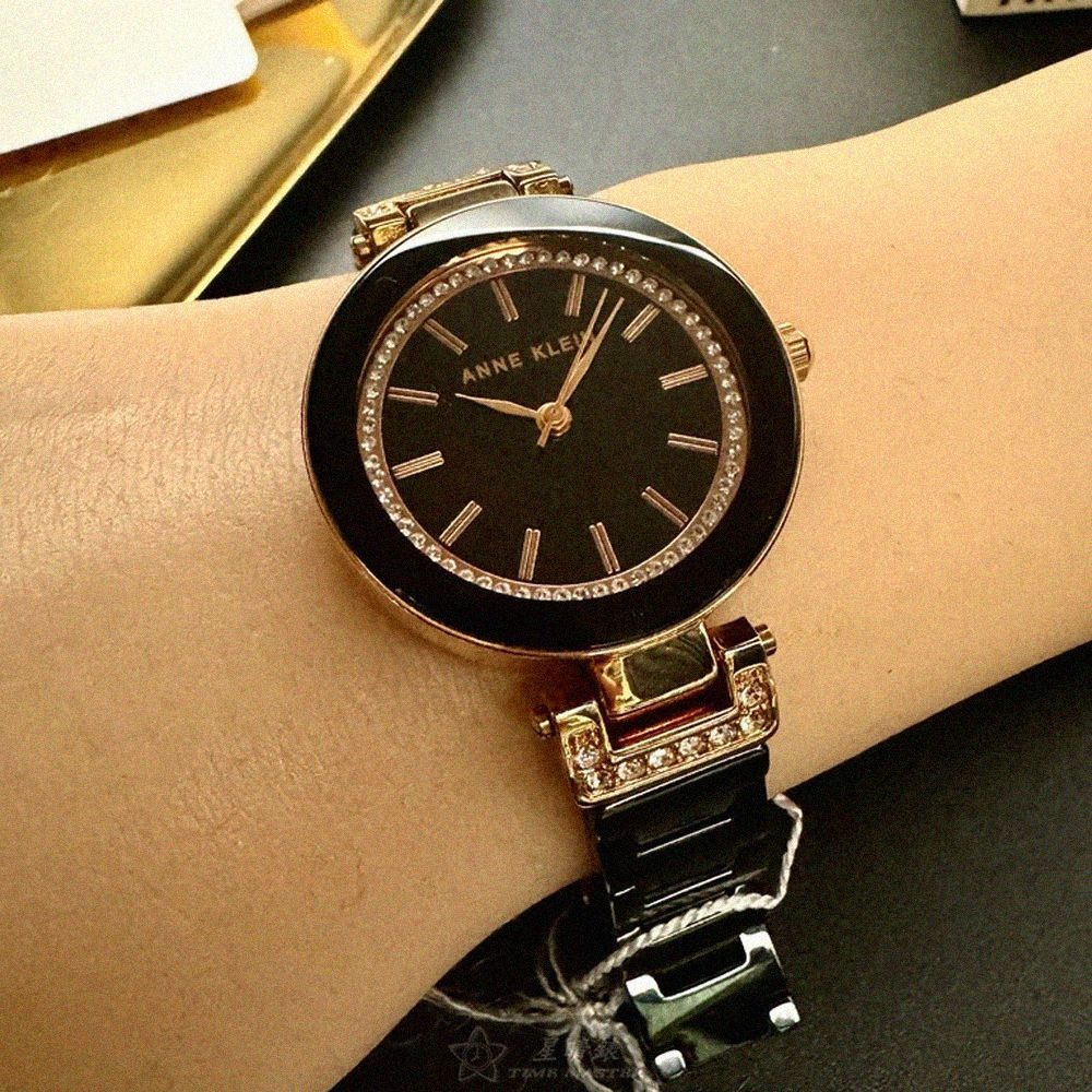 ANNE KLEIN手錶,編號AN00459,30mm黑錶殼,深黑色錶帶款-細節圖7