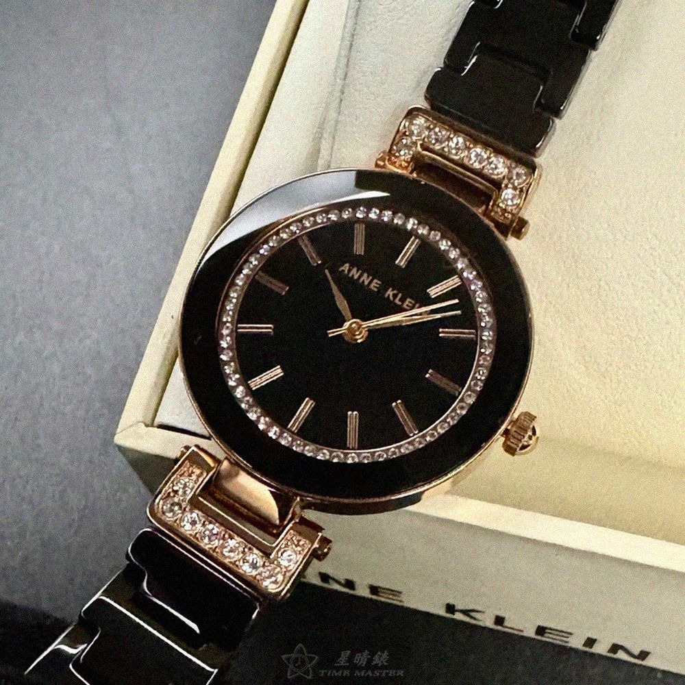 ANNE KLEIN手錶,編號AN00459,30mm黑錶殼,深黑色錶帶款-細節圖8
