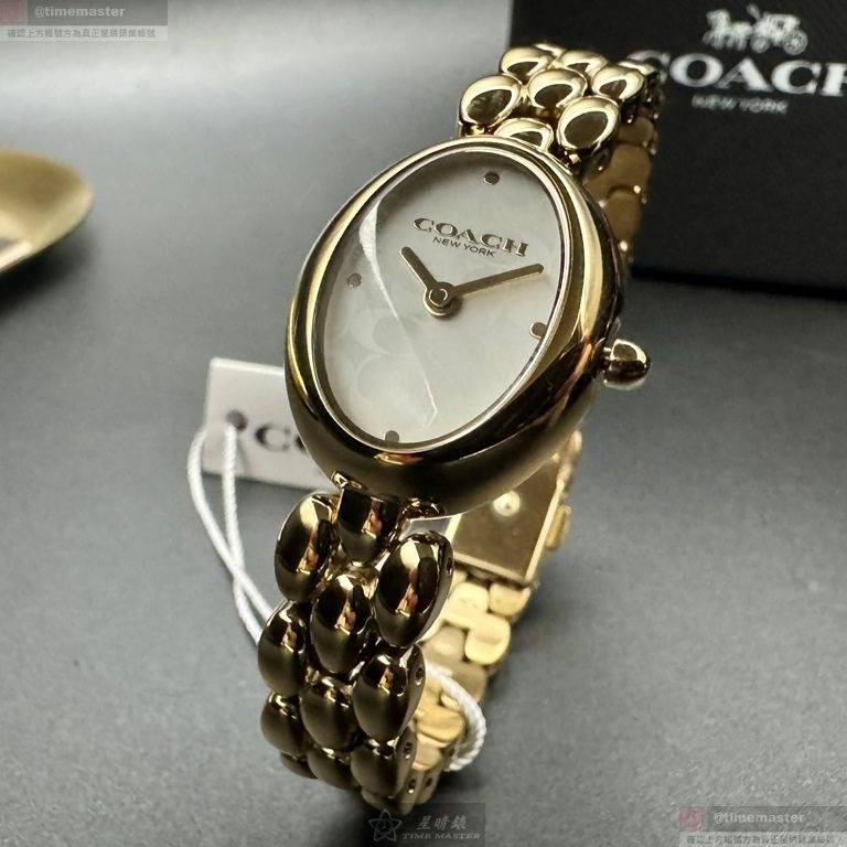 COACH手錶,編號CH00262,22mm, 28mm金色錶殼,金色錶帶款-細節圖2