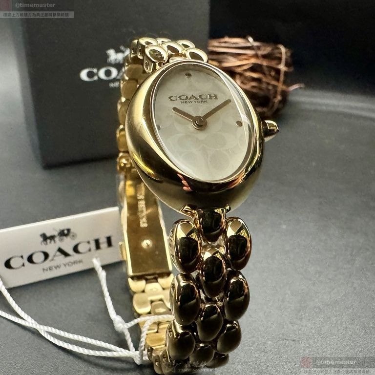 COACH手錶,編號CH00262,22mm, 28mm金色錶殼,金色錶帶款-細節圖3