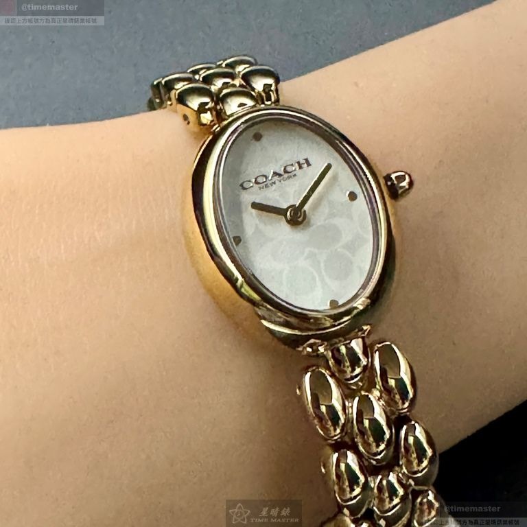 COACH手錶,編號CH00262,22mm, 28mm金色錶殼,金色錶帶款-細節圖7
