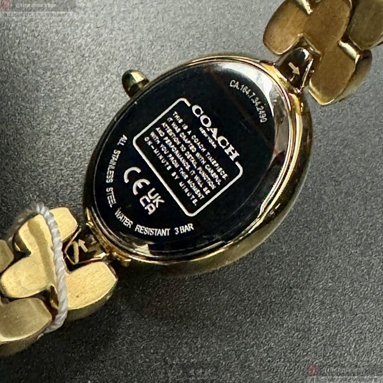 COACH手錶,編號CH00262,22mm, 28mm金色錶殼,金色錶帶款-細節圖9