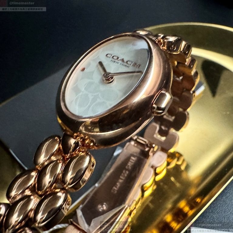 COACH手錶,編號CH00267,22mm28mm玫瑰金色錶殼,玫瑰金色錶帶款-細節圖6