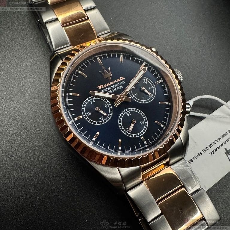 MASERATI手錶,編號R8853100040,42mm玫瑰金錶殼,金銀相間錶帶款-細節圖3