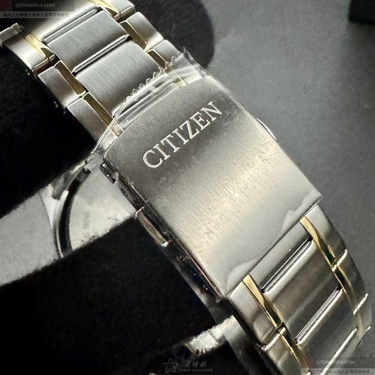 CITIZEN手錶,編號CI00024,42mm銀圓形精鋼錶殼,寶藍色中三針顯示錶面,金銀相間精鋼錶帶款-細節圖4