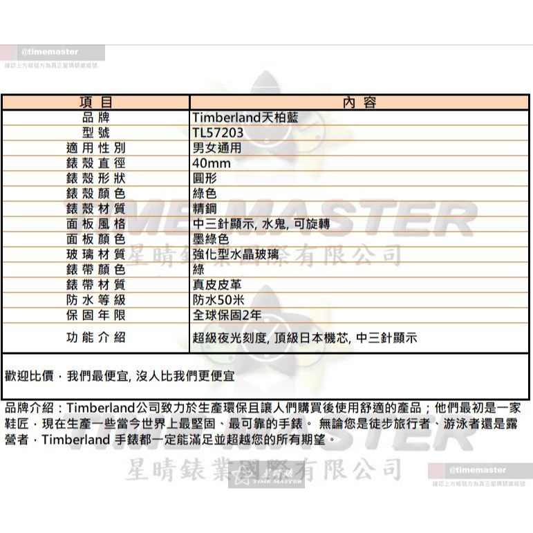 TimberLand手錶,編號TL57203,40mm綠色錶殼,綠錶帶款-細節圖10
