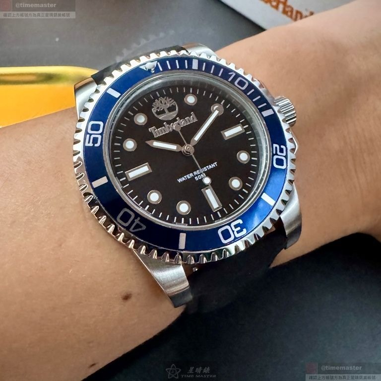 Timberland手錶,編號TL57207,42mm寶藍錶殼,深黑色錶帶款-細節圖5