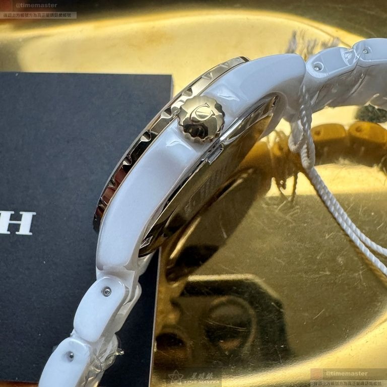 COACH手錶,編號CH00270,34mm白圓形陶瓷錶殼,白色簡約, 中三針顯示, 同J12設計錶面,白陶瓷錶帶款-細節圖8