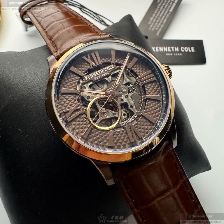 Kenneth Cole手錶,編號KCWGE2122404,44mm玫瑰金錶殼,咖啡色錶帶款-細節圖3