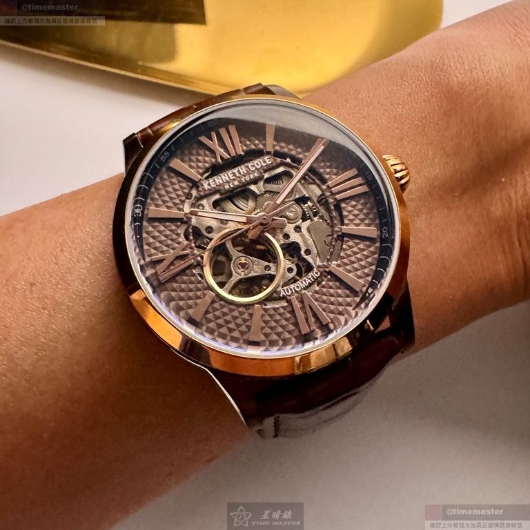 Kenneth Cole手錶,編號KCWGE2122404,44mm玫瑰金錶殼,咖啡色錶帶款-細節圖8