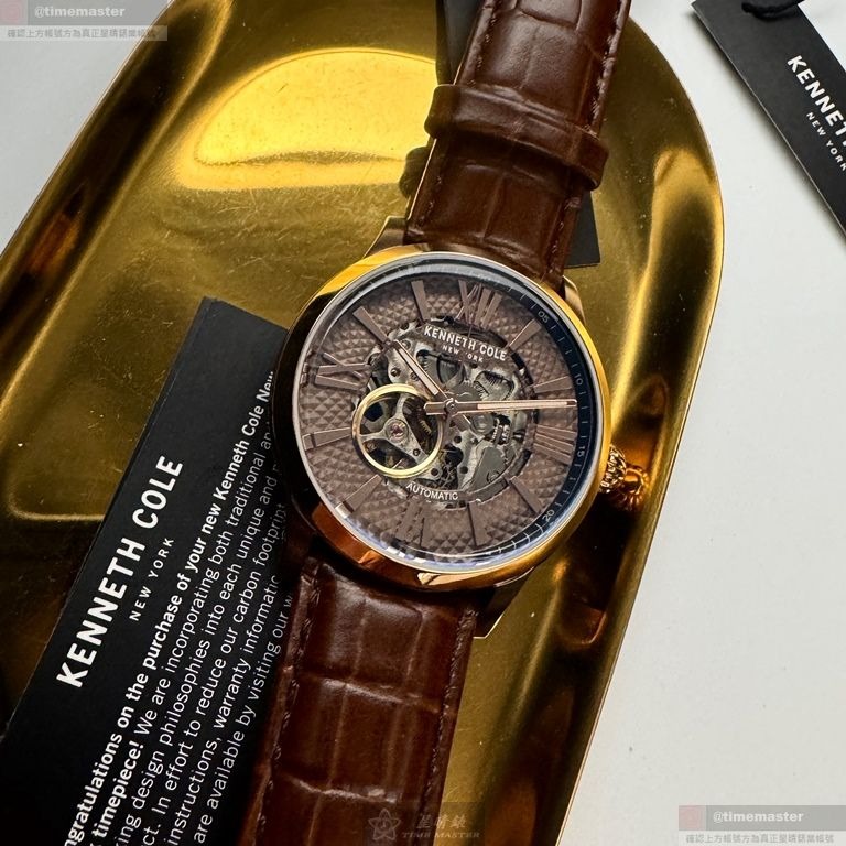 Kenneth Cole手錶,編號KCWGE2122404,44mm玫瑰金錶殼,咖啡色錶帶款-細節圖9