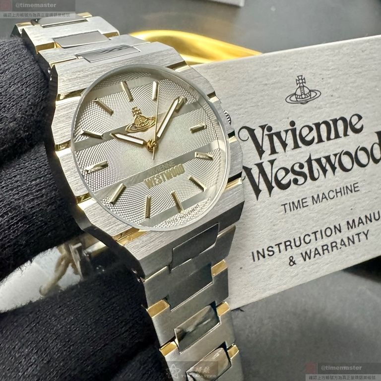 Vivienne Westwood手錶,編號VW30313,36mm, 40mm白金色錶殼,金銀相間錶帶款-細節圖5