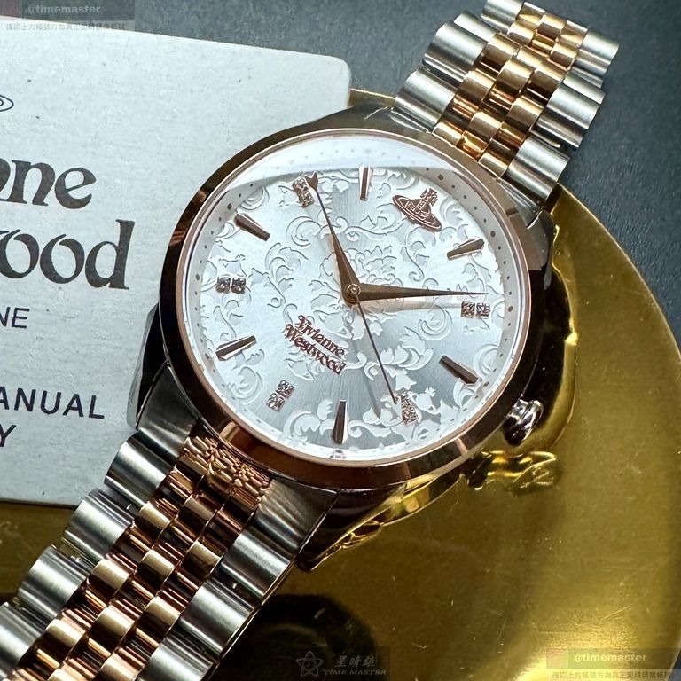 Vivienne Westwood手錶,編號VW30320,38mm玫瑰金錶殼,金銀相間錶帶款-細節圖11
