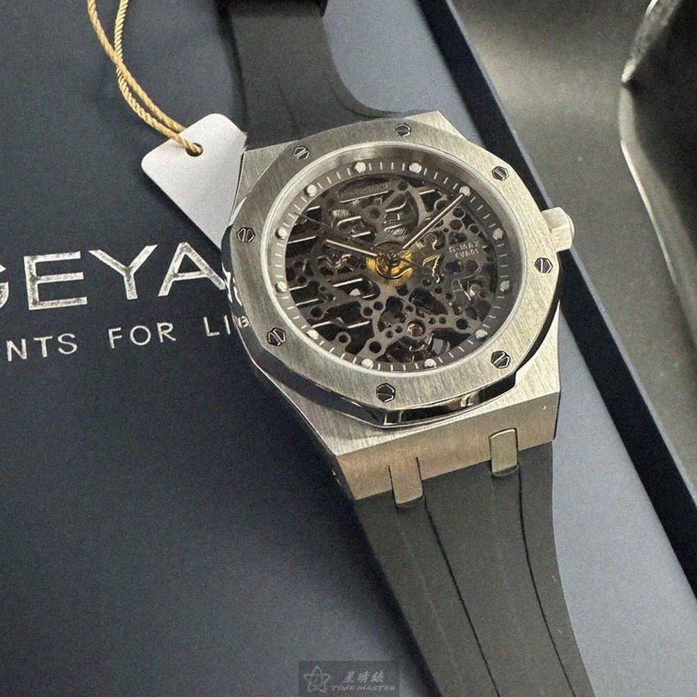 GEYA手錶,編號G78036GWKW,42mm銀錶殼,深黑色錶帶款-細節圖2