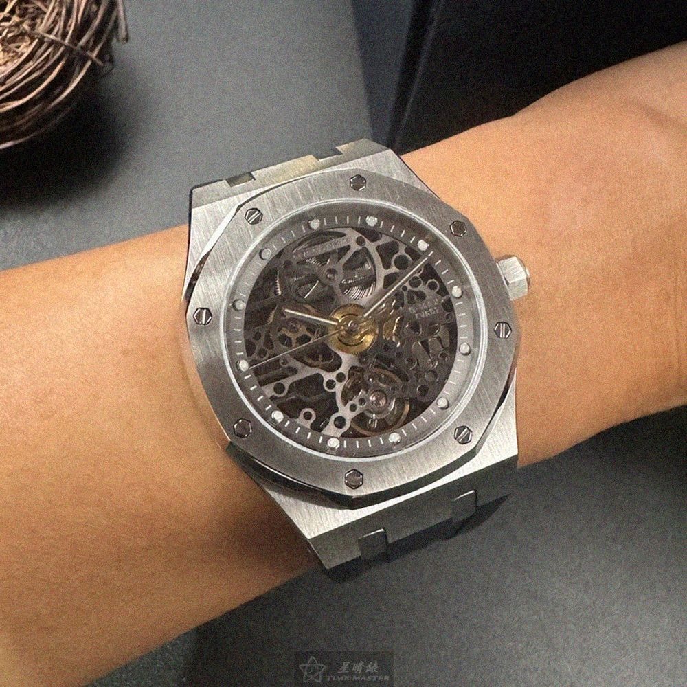 GEYA手錶,編號G78036GWKW,42mm銀錶殼,深黑色錶帶款-細節圖3