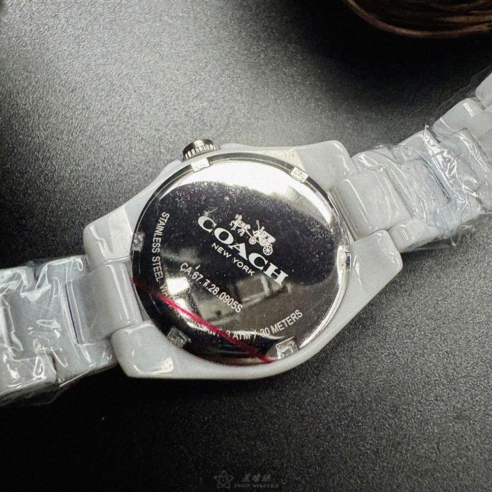 COACH手錶,編號CH00278,28mm白圓形陶瓷錶殼,白色簡約, 中三針顯示錶面,白陶瓷錶帶款,超高品質!-細節圖3