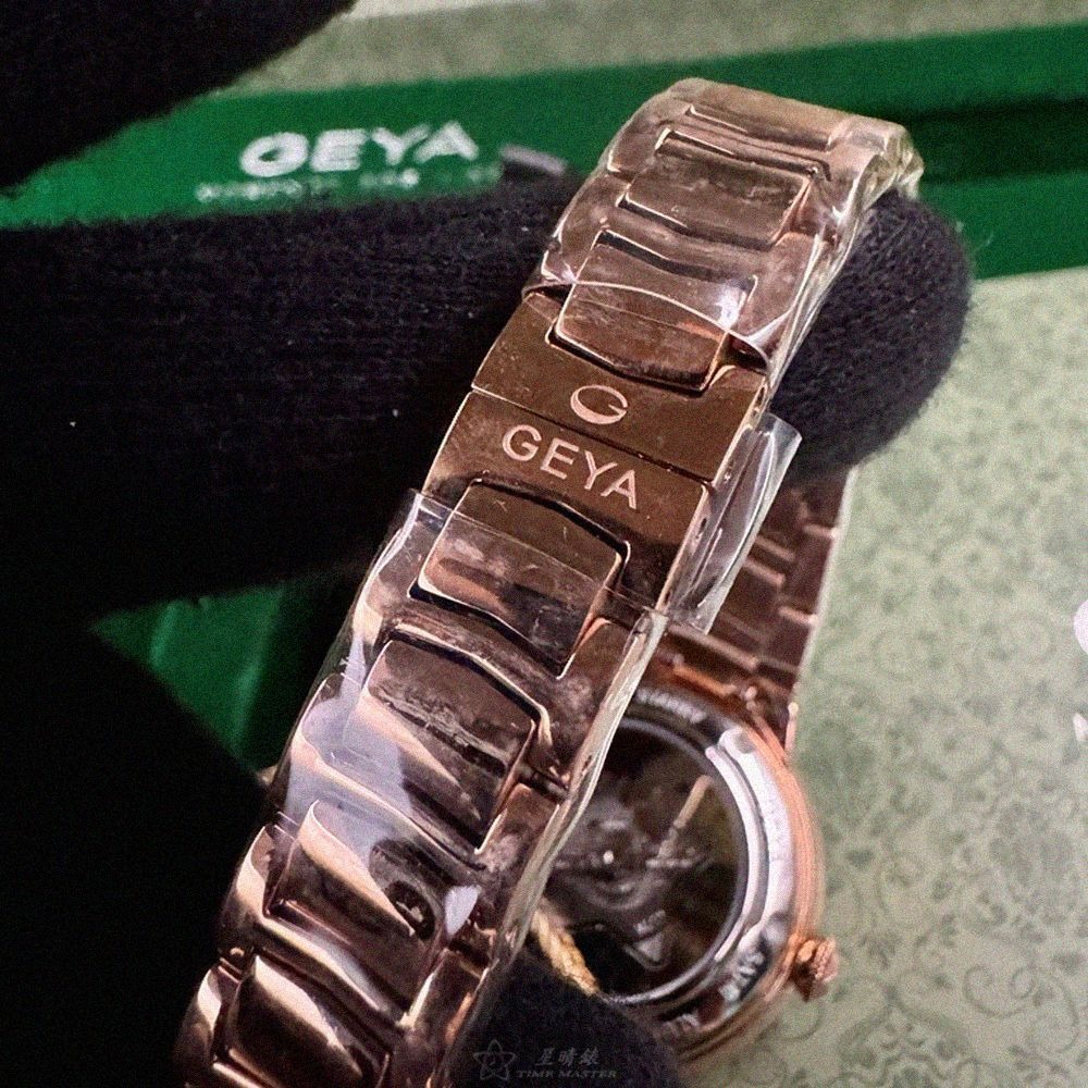 GEYA手錶,編號G09020LHB,30mm玫瑰金圓形精鋼錶殼,黑色中三針顯示, 夜空錶面,玫瑰金色精鋼錶帶款-細節圖7
