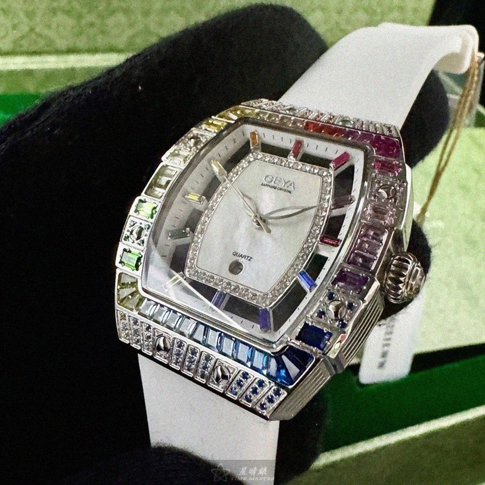 GEYA手錶,編號G76221LWW,36mm, 44mm銀錶殼,白錶帶款-細節圖4