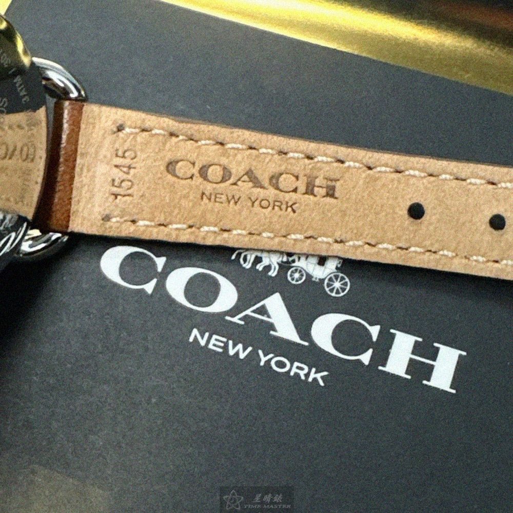 COACH手錶,編號CH00285,28mm銀圓形精鋼錶殼,貝母中三針顯示, 貝母錶面,咖啡色真皮皮革錶帶款-細節圖7