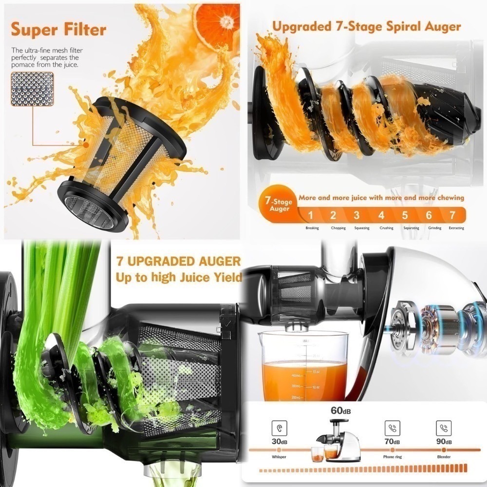 💫現貨-白.灰.綠.黑色✨ 快速出貨🚀 Shan🇺🇸代買 水平式 慢磨機 芹菜汁 醫療靈媒 可參考-細節圖6