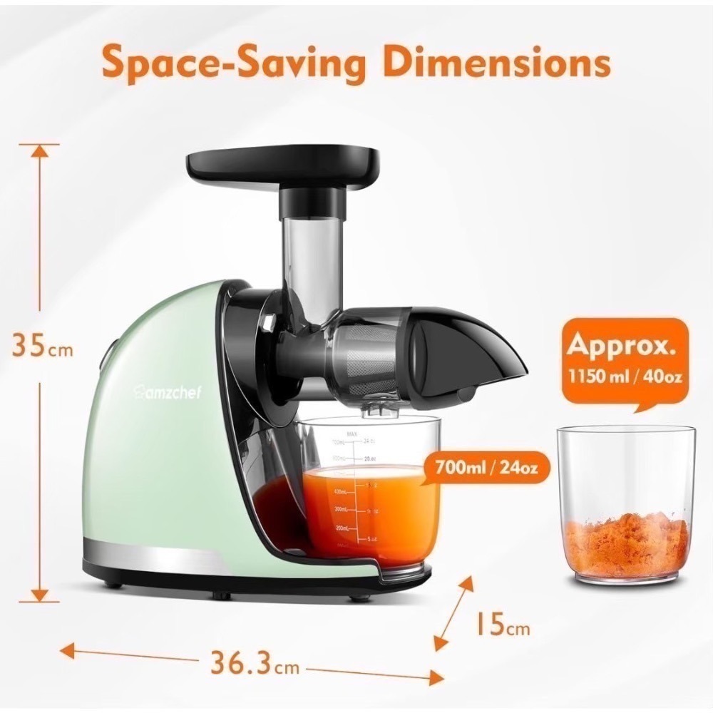 💫現貨-白.灰.綠.黑色✨ 快速出貨🚀 Shan🇺🇸代買 水平式 慢磨機 芹菜汁 醫療靈媒 可參考-細節圖7