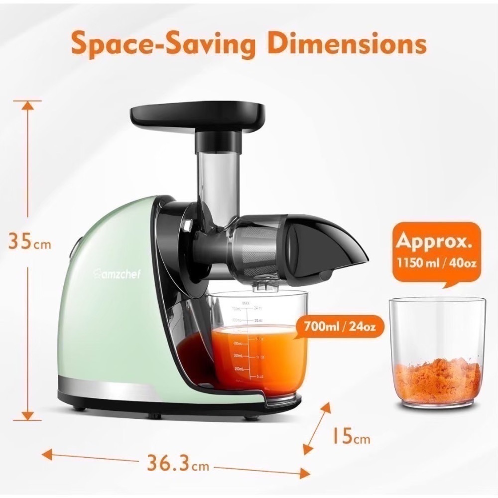 💫現貨-白.灰.綠.黑色✨ 快速出貨🚀 Shan🇺🇸代買 水平式 慢磨機 芹菜汁 醫療靈媒 可參考-細節圖7
