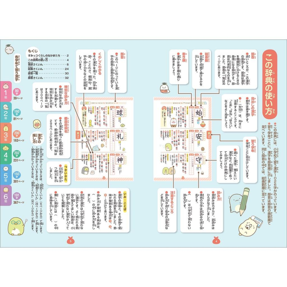 [代訂]角落小夥伴 角落生物すみっコぐらし  はじめての漢字辭典 9784391153385-細節圖5