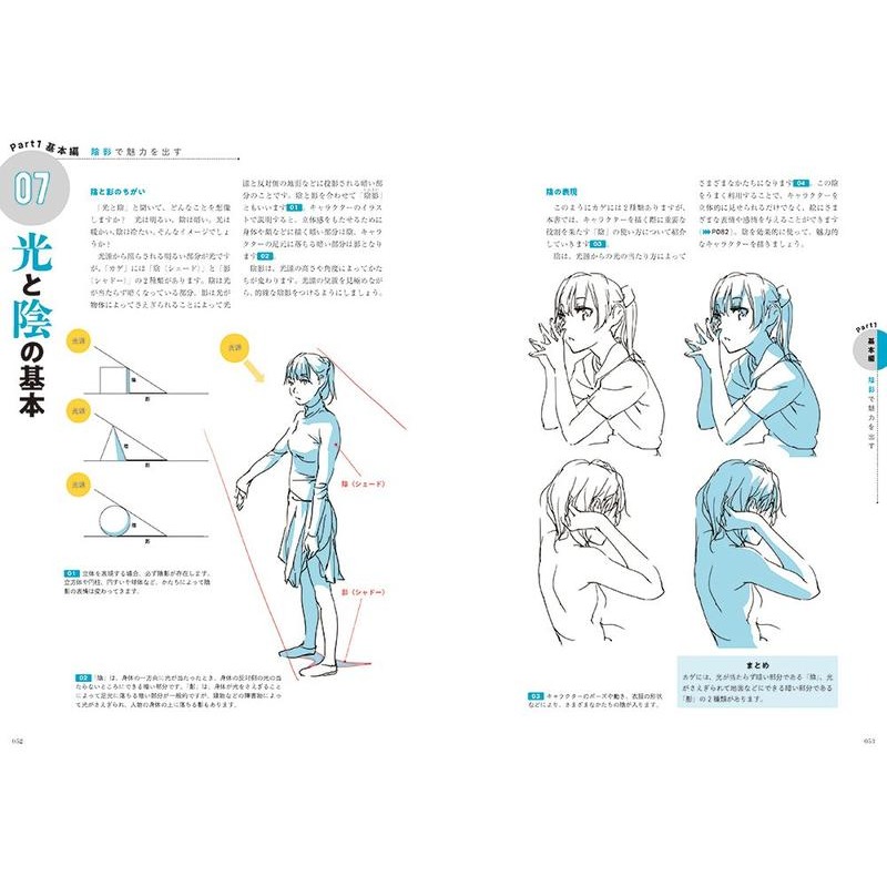 [現貨]動漫人物角色作畫描繪技巧講座 線條與陰影(日文書)9784844367697-細節圖4