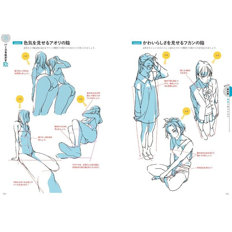 [現貨]動漫人物角色作畫描繪技巧講座 線條與陰影(日文書)9784844367697-細節圖6