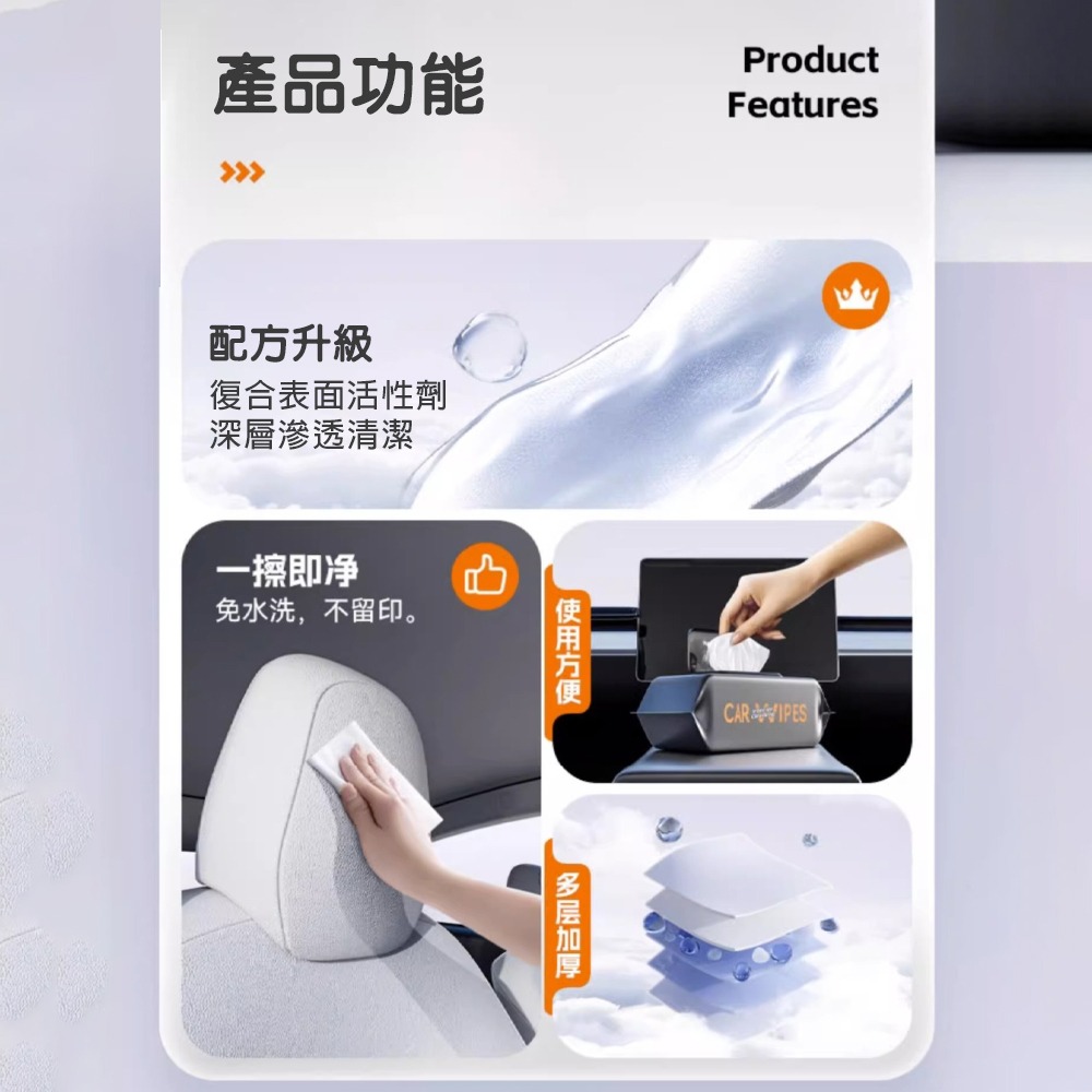車用皮革清潔鍍膜溼巾 車用清潔溼巾 皮革內飾清潔 開車必備 車輛清潔-細節圖2