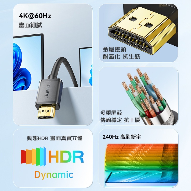 HDMI線 HDMI2.0 HDMI公對公 4k 60Hz 高清還原 視頻線 電視線-細節圖2